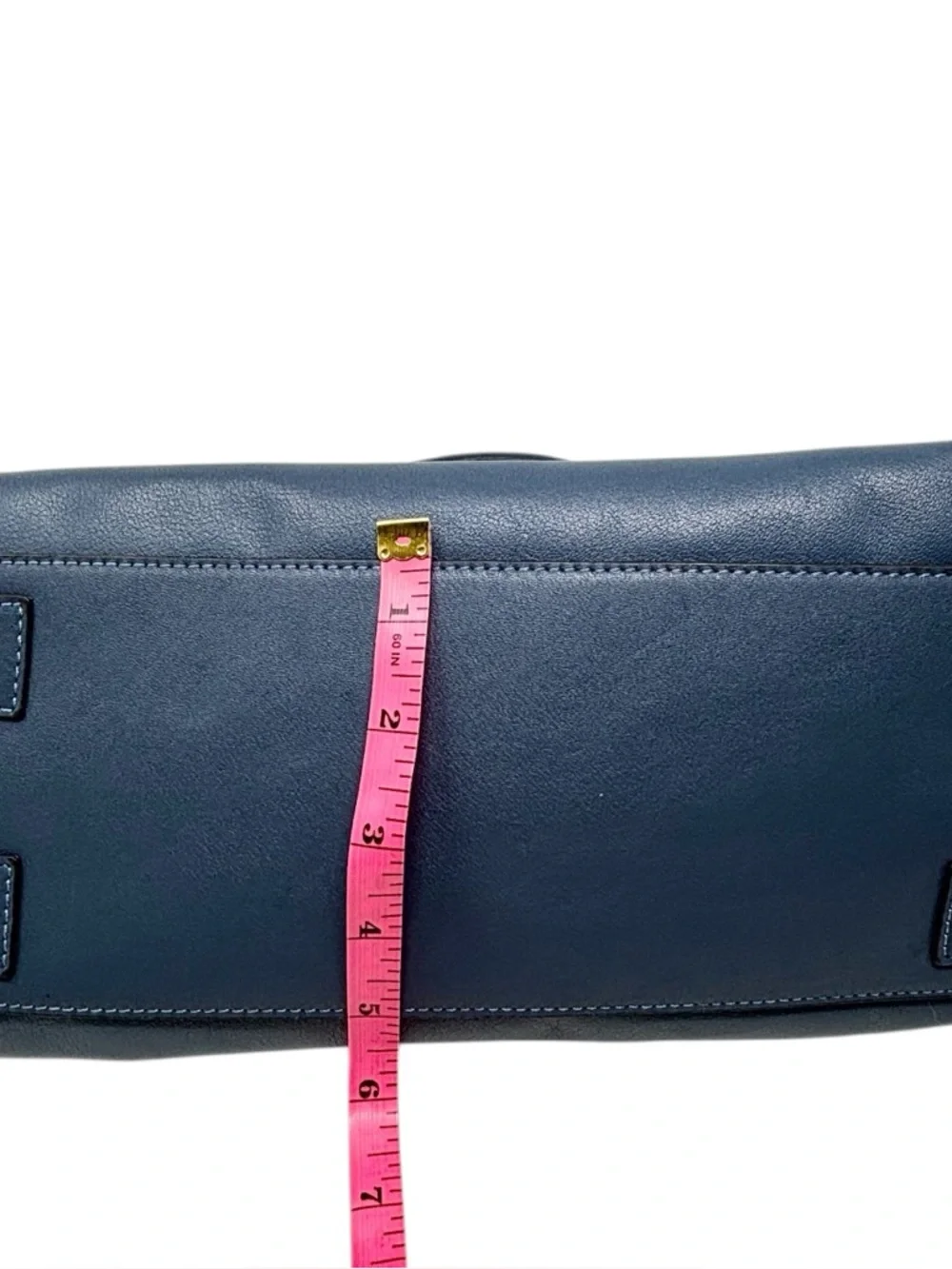 Mulberry Del Rey Slate Blue Leather Satchel Top Handle Bag Gold Hardware Medium